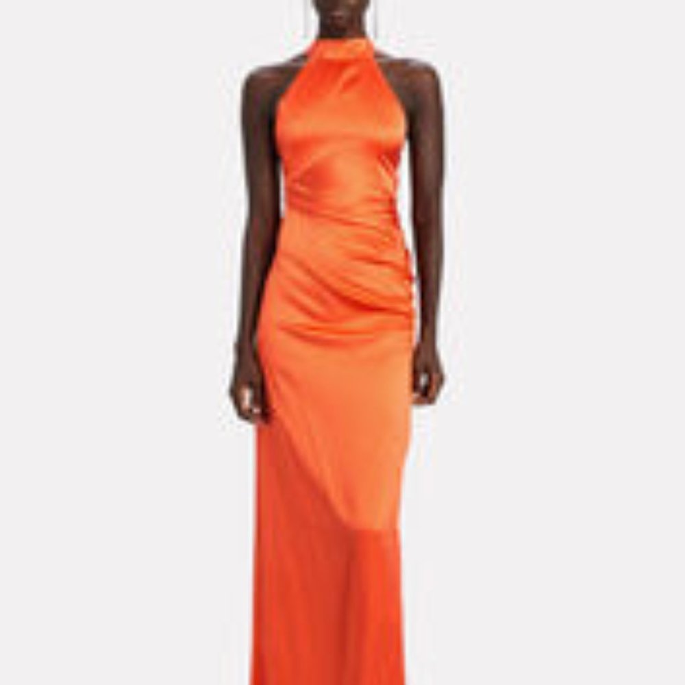 NWT Stretch-Silk Halter Gown